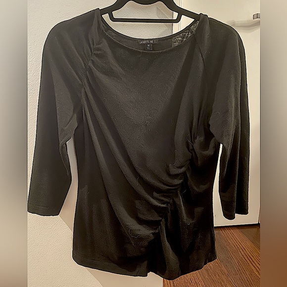 Women’s Lafayette 148 Black Top w Ruching - Picture 4 of 7